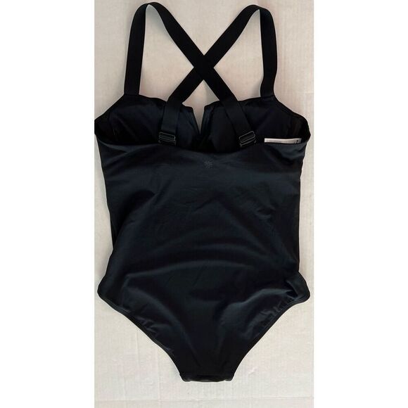 Athleta Square Neck V 1-Piece Swimsuit Underwire Bra Sz 38 D/DD Black XLarge - Picture 6 of 14